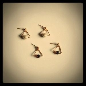 Gold plating Pearl or Garnet Studs Earrings